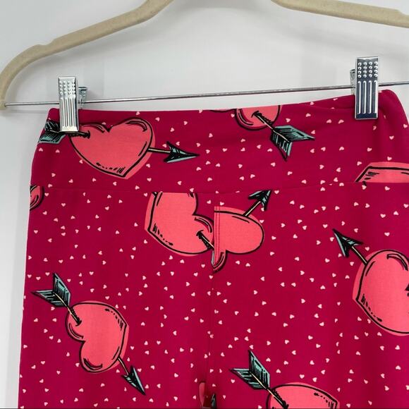 Lularoe Leggings Love Cupid Heart Arrow Shot Through The Heart Dots One Size - Picture 3 of 9
